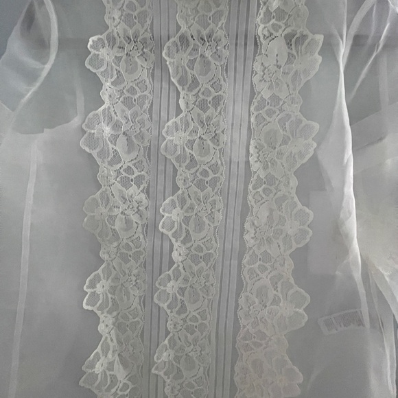 White House Black Market Blouse Women’s Sheer Organza Lace Vtg Style Top Sz 4 - Picture 4 of 10